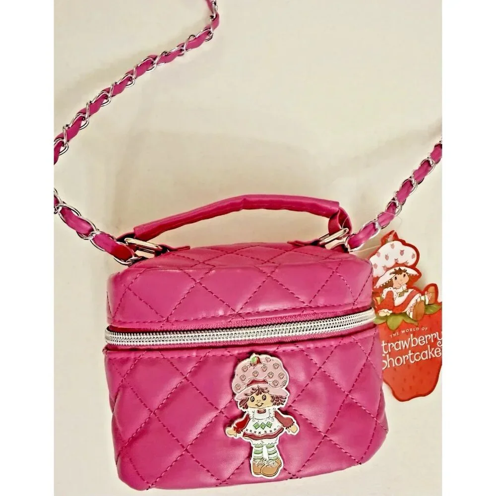 Strawberry Shortcake Girls Mini Quilted Faux Leather Crossbody Bag Pink NEW